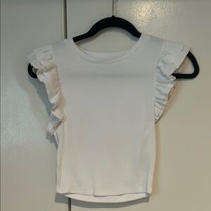 Zara White Ruffle Sleeve Tee